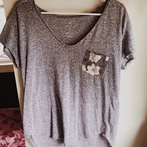 Purple floral pocket tee